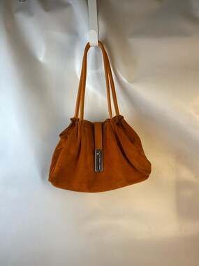 Laurent Effel St. Barth  Orange Suede Shoulder Tote Bag Made in Italy